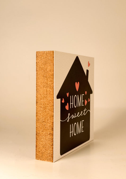 Home Sweet Home Holzbild – Einzug Geschenk – Mini Holzschild 10x10 cm – Wohnzimmer Deko – Geschenk neues Zuhause