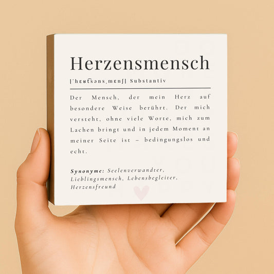 Herzensmensch – 10x10 cm Mini Art Print – kleines Geschenk zum Hinstellen & Aufhängen