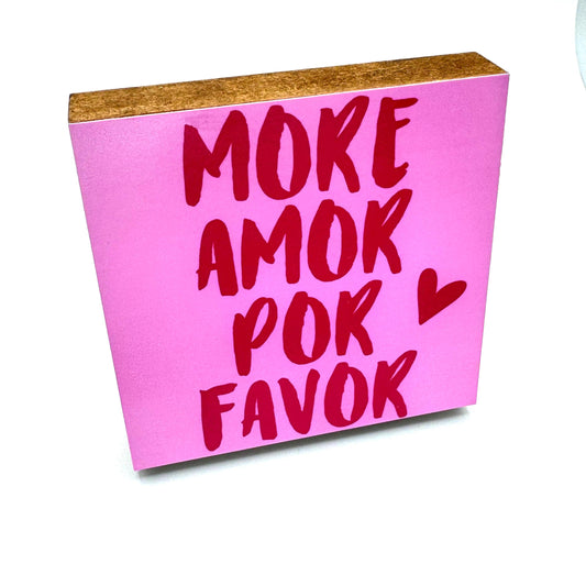Geschenk für Freund Ehemann – Holzbild mit Spruch – Geschenk für ihn – Mini Art Print 10x10 cm – Romantische Deko Paar - More Amor por Favor