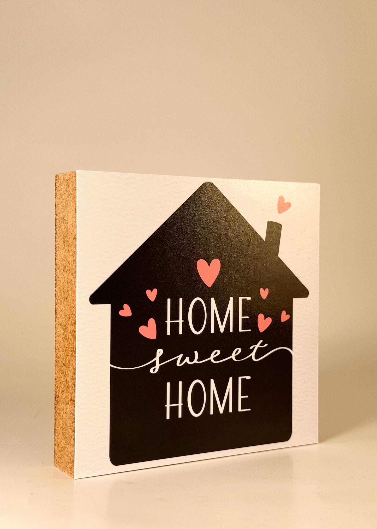 Home Sweet Home Holzbild – Einzug Geschenk – Mini Holzschild 10x10 cm – Wohnzimmer Deko – Geschenk neues Zuhause