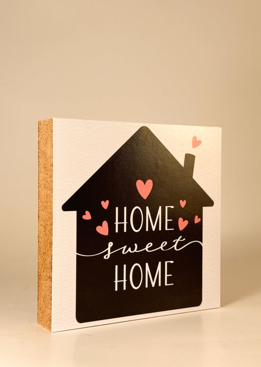 Home Sweet Home Holzbild – Einzug Geschenk – Mini Holzschild 10x10 cm – Wohnzimmer Deko – Geschenk neues Zuhause