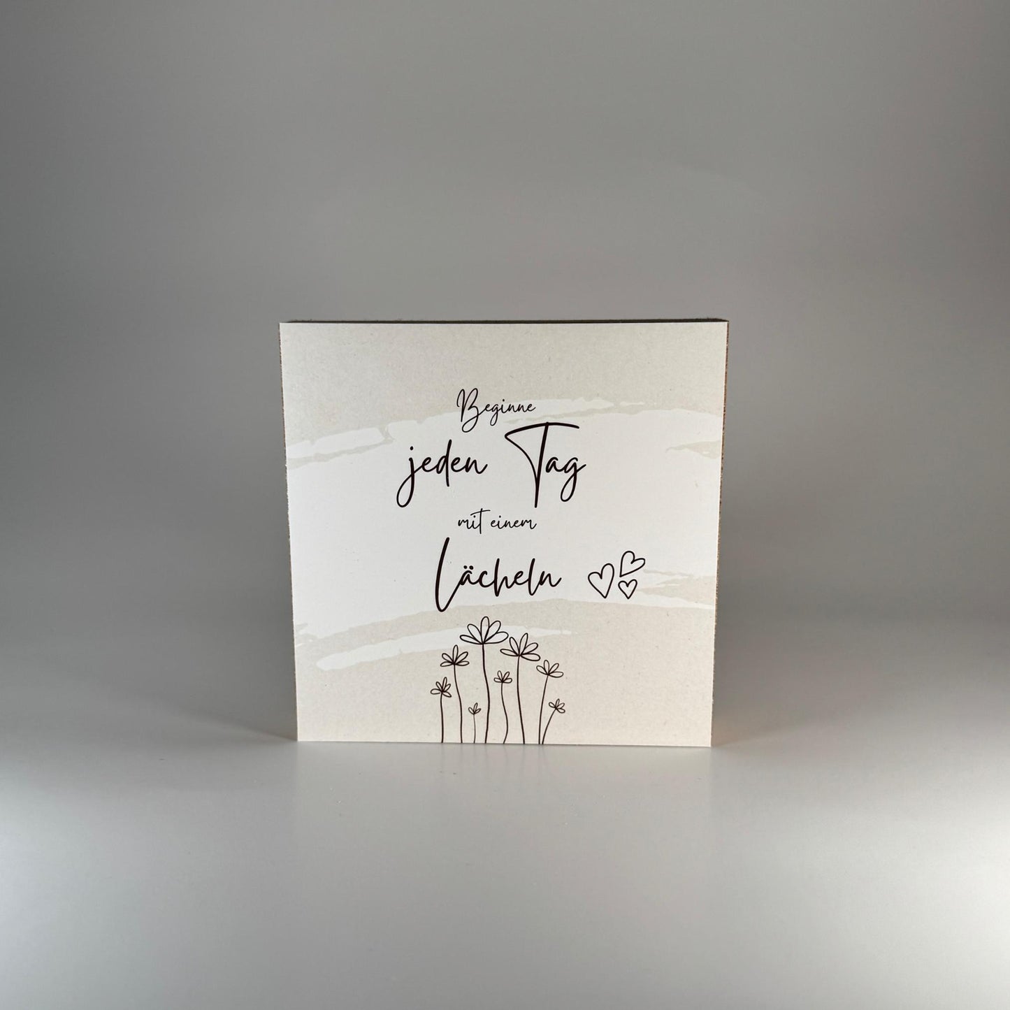 Beginne jeden Tag mit einem Lächeln – 10x10 cm Mini Art Print – Motivationsbild zum Hinstellen & Aufhängen