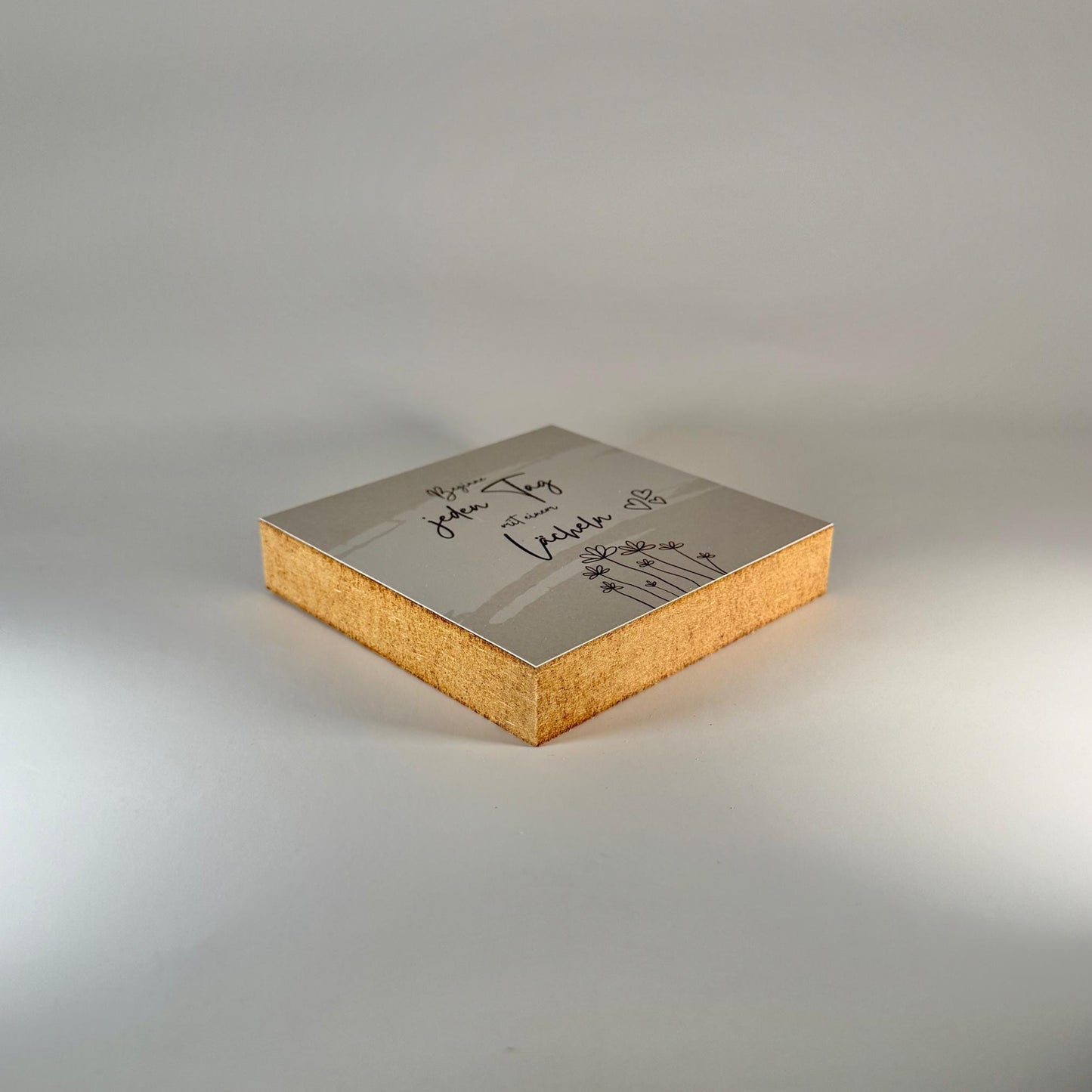 Beginne jeden Tag mit einem Lächeln – 10x10 cm Mini Art Print – Motivationsbild zum Hinstellen & Aufhängen