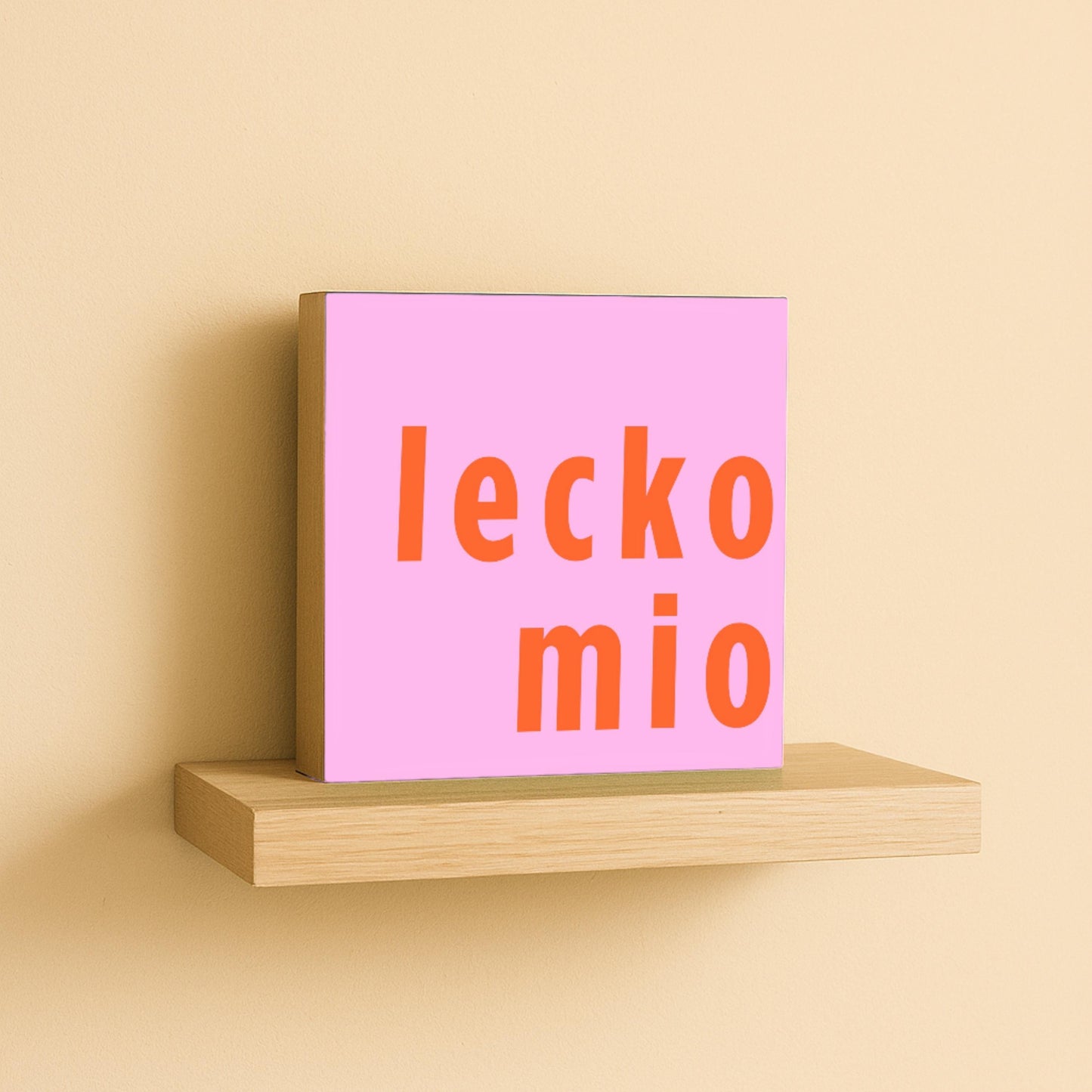 Lustiger Spruch Küche – Lecko mio – humorvolle Küchen Deko – kleines Geschenk lustig – Mini Holzschild