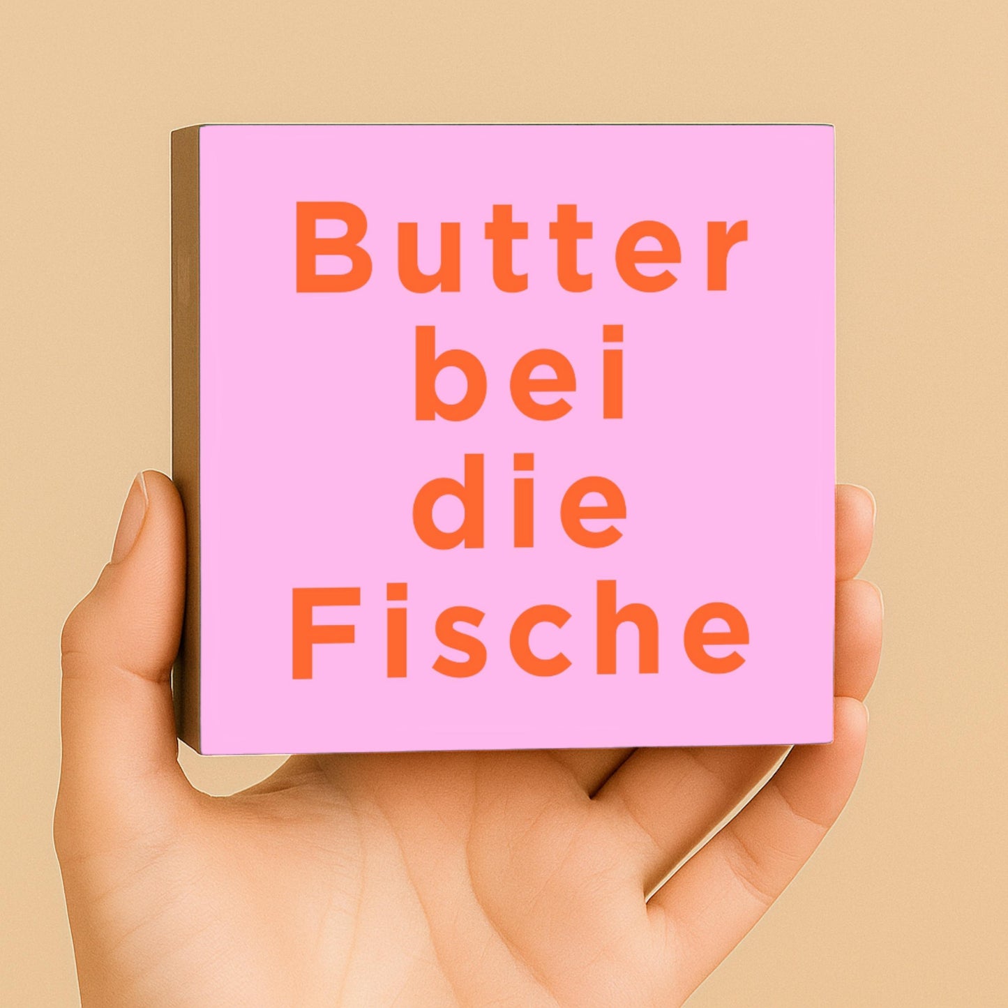 Lustiger Spruch Holzbild – Butter bei die Fische – norddeutsche Deko Küche – Geschenk Norddeutschland – Mini Schild Büro Humor