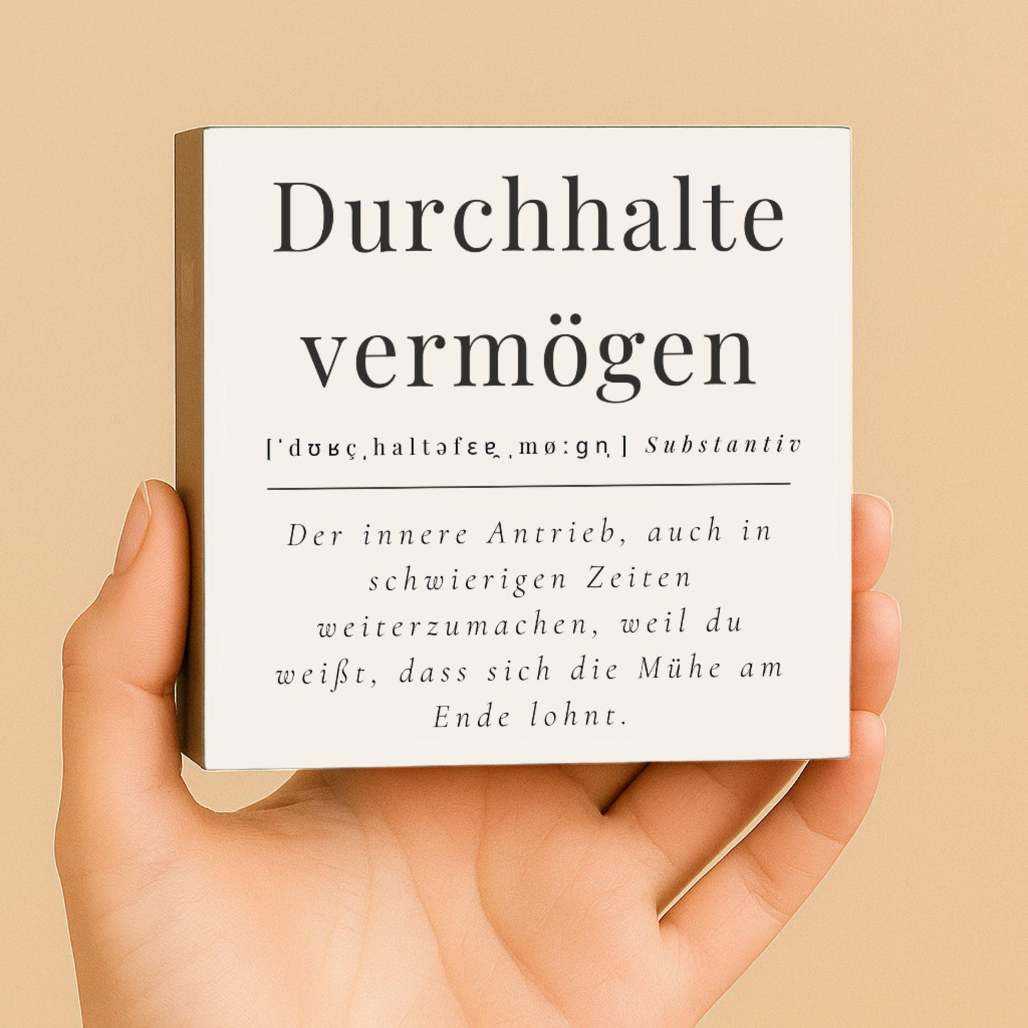 Motivations Spruch Büro – Durchhaltevermögen – Schreibtisch Deko Motivation – kleines Geschenk Kollegin – inspirierendes Holzschild