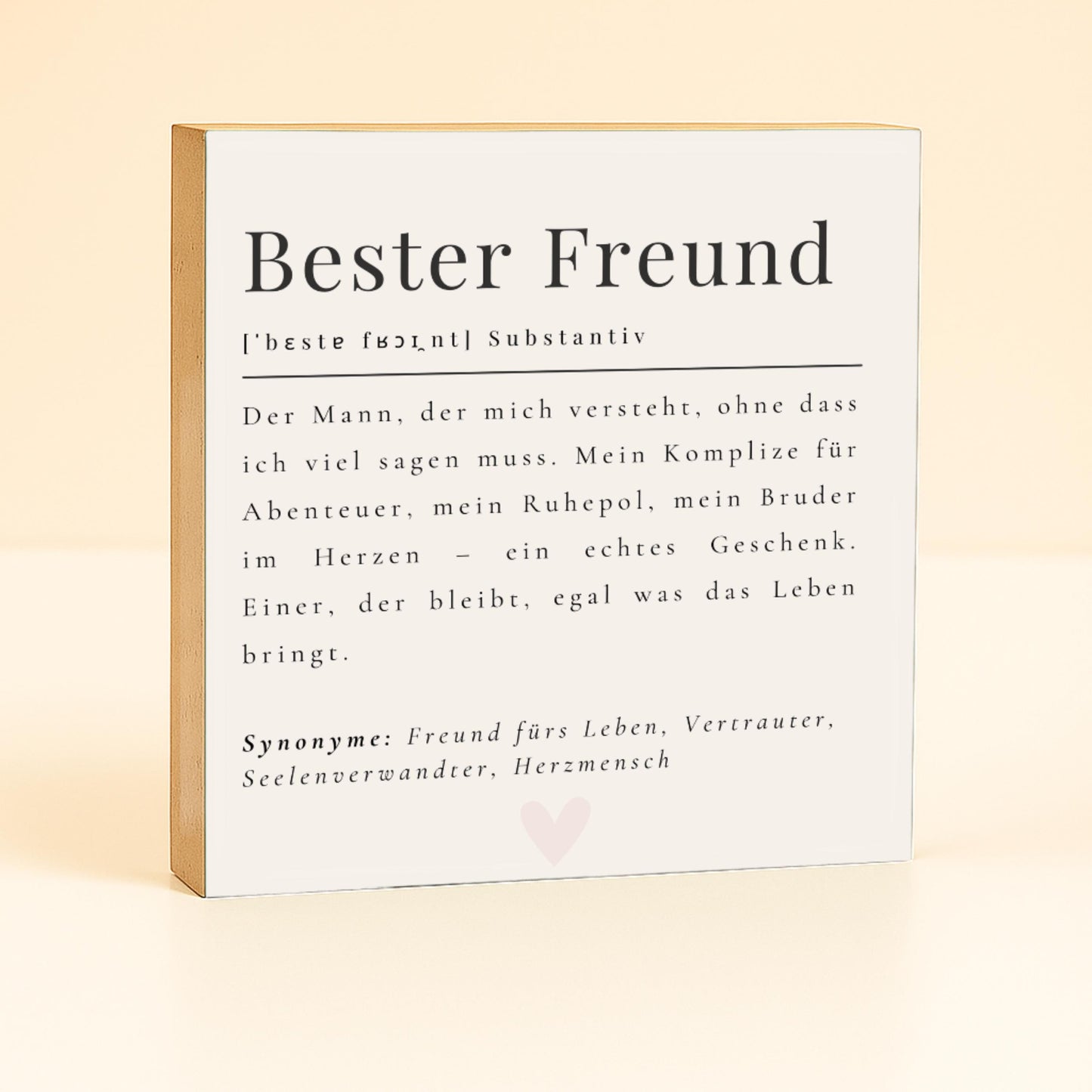 Bester Freund Definition Holzbild – 10x10  Mini Art Print – Geschenk für beste Freunde – Freundschaft Wanddeko zum Hinstellen oder Aufhängen