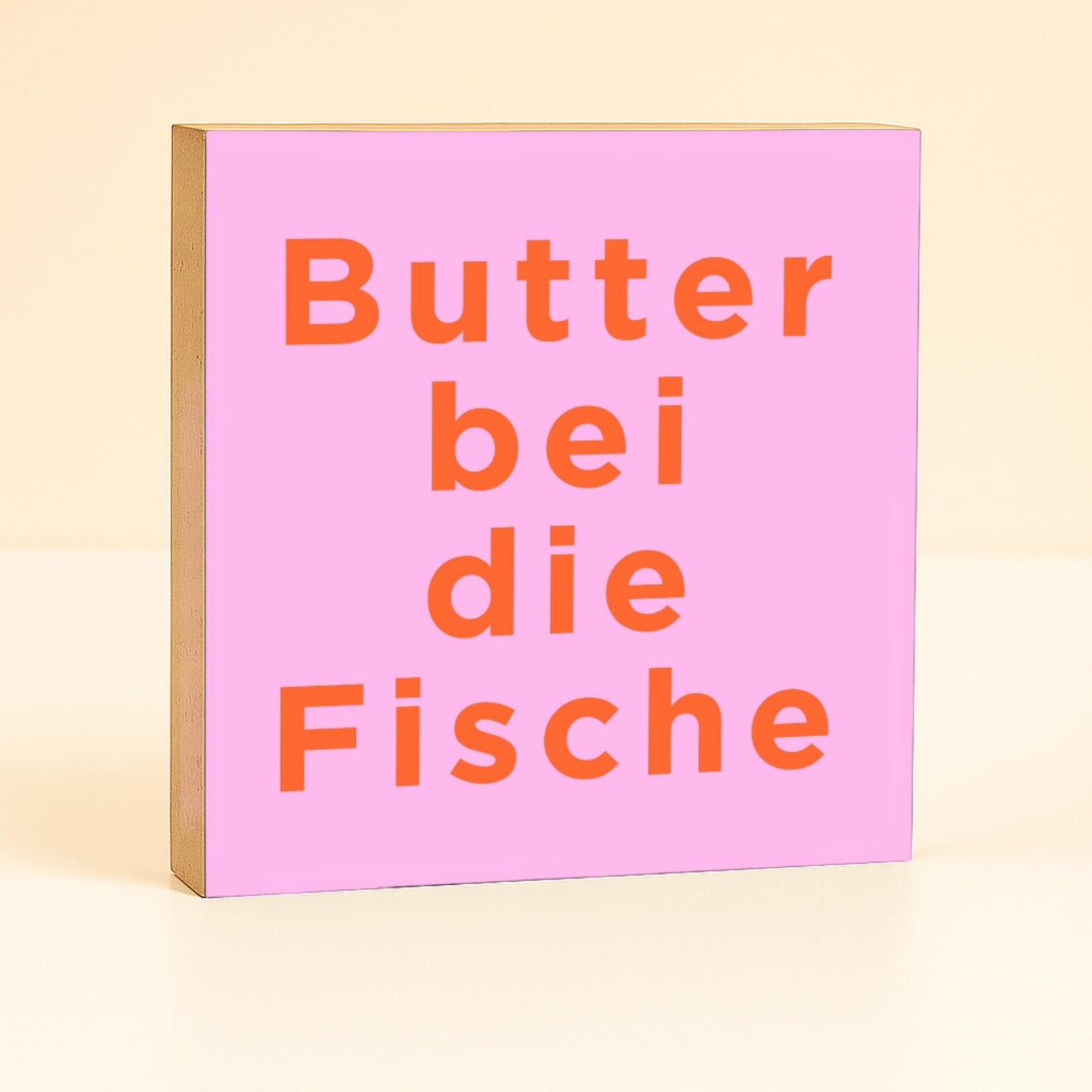 Lustiger Spruch Holzbild – Butter bei die Fische – norddeutsche Deko Küche – Geschenk Norddeutschland – Mini Schild Büro Humor