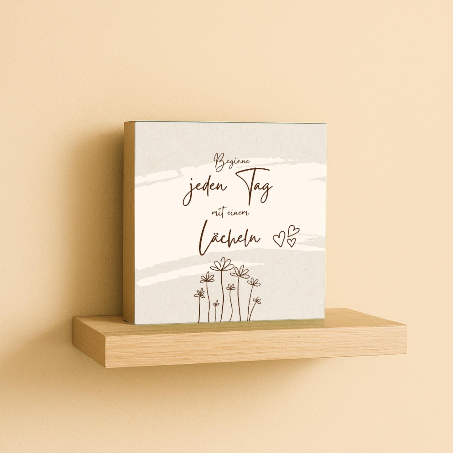 Beginne jeden Tag mit einem Lächeln – 10x10 cm Mini Art Print – Motivationsbild zum Hinstellen & Aufhängen