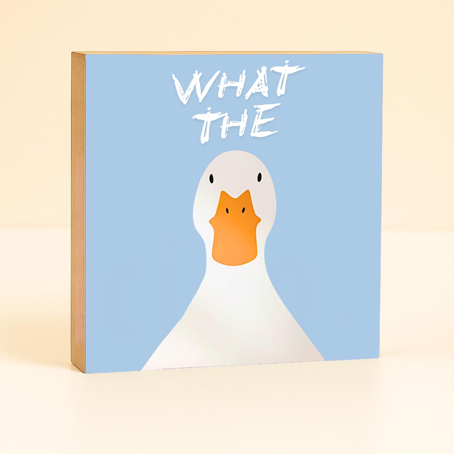 Lustiger Spruch Deko – What the duck – freche Wanddeko – kleines Geschenk lustig – Humor Holzschild