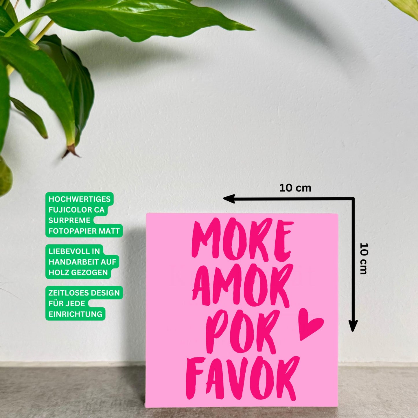 Geschenk für Freund Ehemann – Holzbild mit Spruch – Geschenk für ihn – Mini Art Print 10x10 cm – Romantische Deko Paar - More Amor por Favor