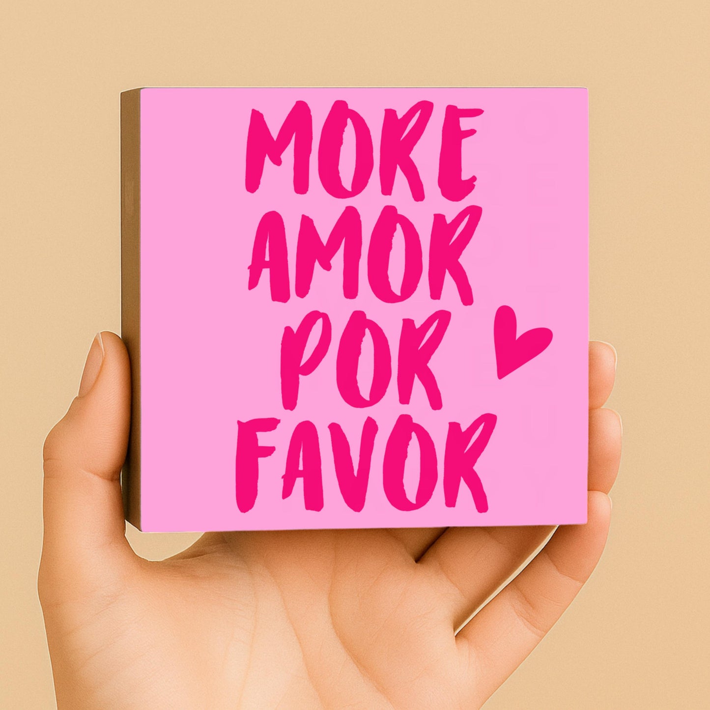 Geschenk für Freund Ehemann – Holzbild mit Spruch – Geschenk für ihn – Mini Art Print 10x10 cm – Romantische Deko Paar - More Amor por Favor