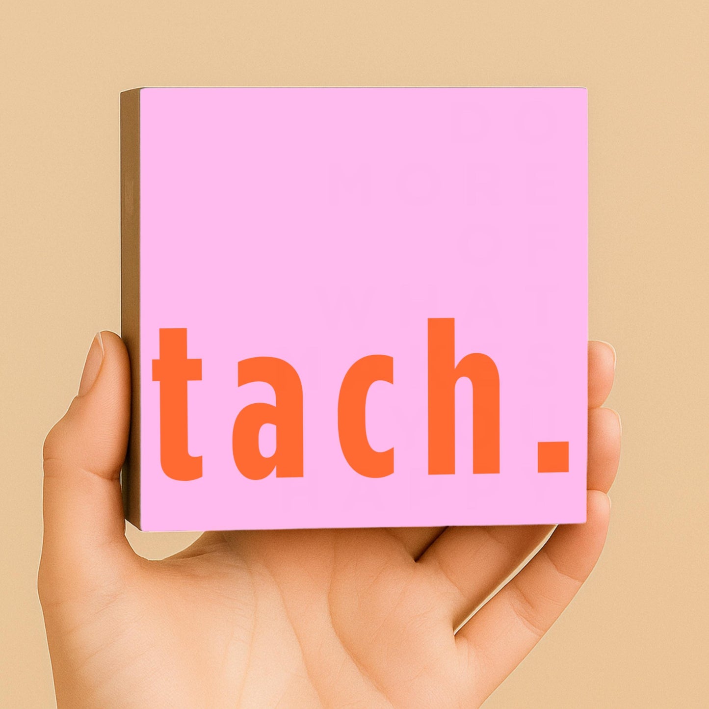 tach. Holzbild – 10x10 cm Mini Art Print – Typografie Wanddeko zum Hinstellen & Aufhängen