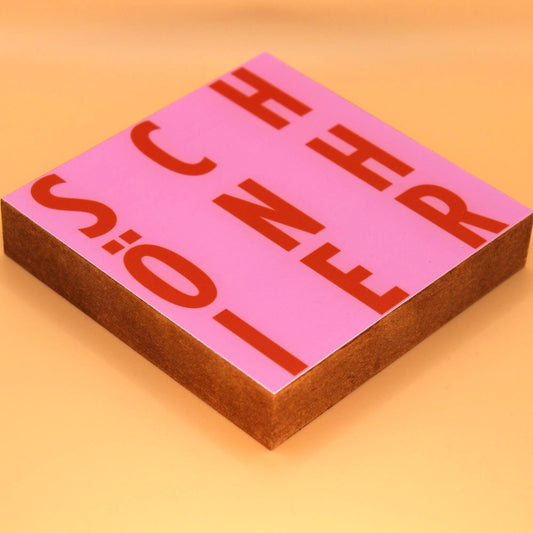 Mini Art Print „schön hier“ – Holzschild 10x10 cm | Moderne Typografie Wanddeko - Geschenkidee - zum Aufhängen oder Hinstellen
