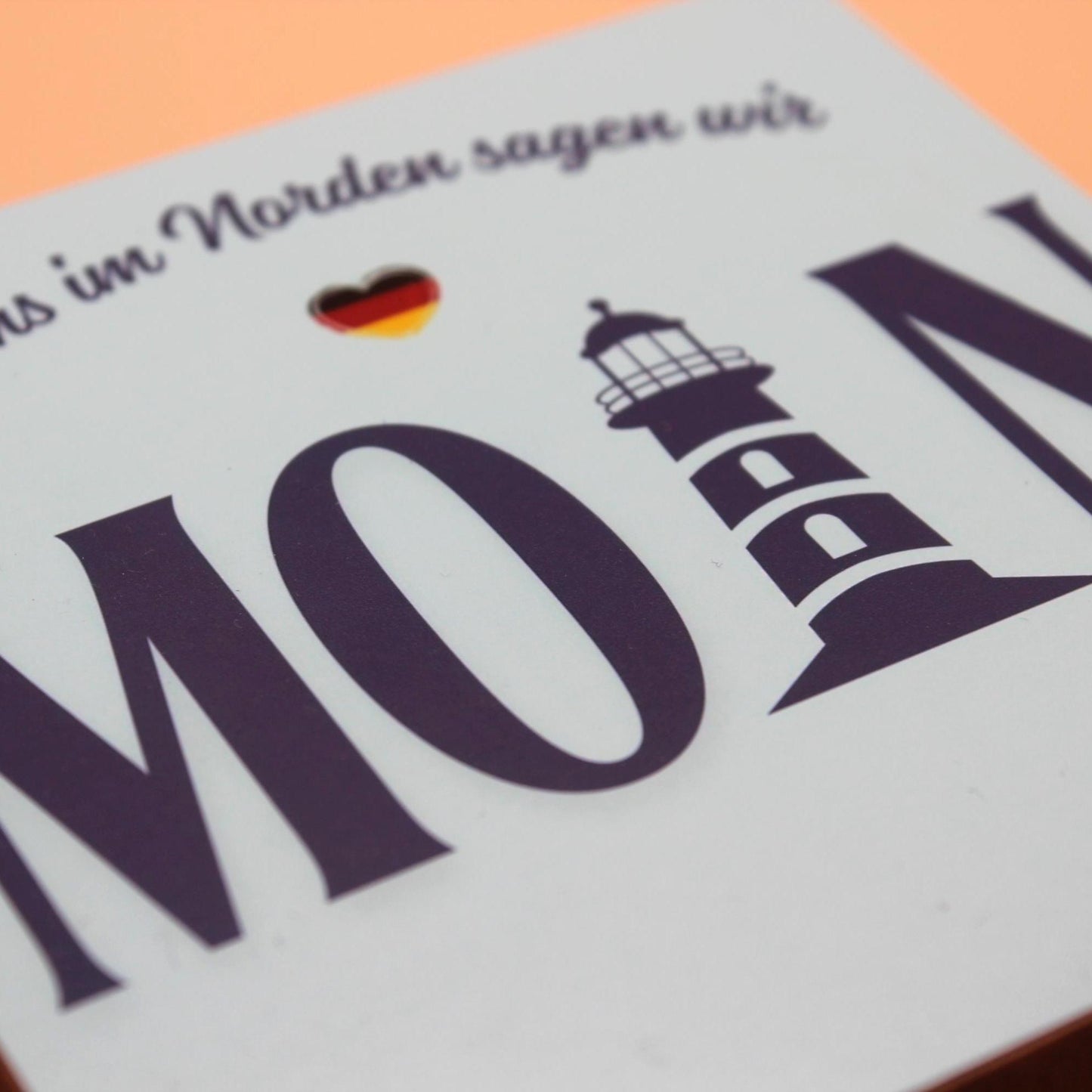 Im Norden sagt man MOIN Holzbild – Lustiges Geschenk Norddeutsch – Mini Holzschild 10x10 cm – Schreibtisch Deko – Humor Spruch