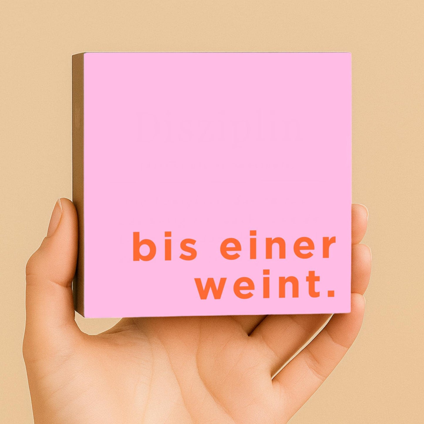 Lustiges Holzbild mit Spruch für Büro Arbeit Geschenk „bis einer weint“ – Mini Art Print 10x10 cm – Deko Büro Schreibtisch Wanddeko Geschenk