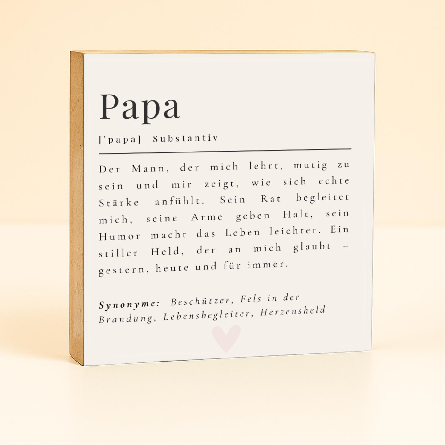 Papa Definition Holzbild – Vatertagsgeschenk – Mini Art Print 10x10 cm – persönliches Geschenk für Papa zum Geburtstag – Spruch Deko