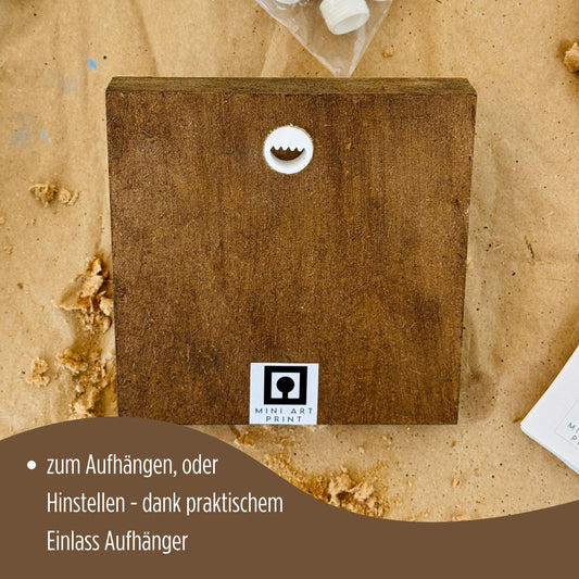 Tutto Bene Holzbild – 10x10 cm Mini Art Print - italienischer Spruch – Geschenkidee - Deko Küche, Bad und Zuhause -  Aufstellen & Hinhängen