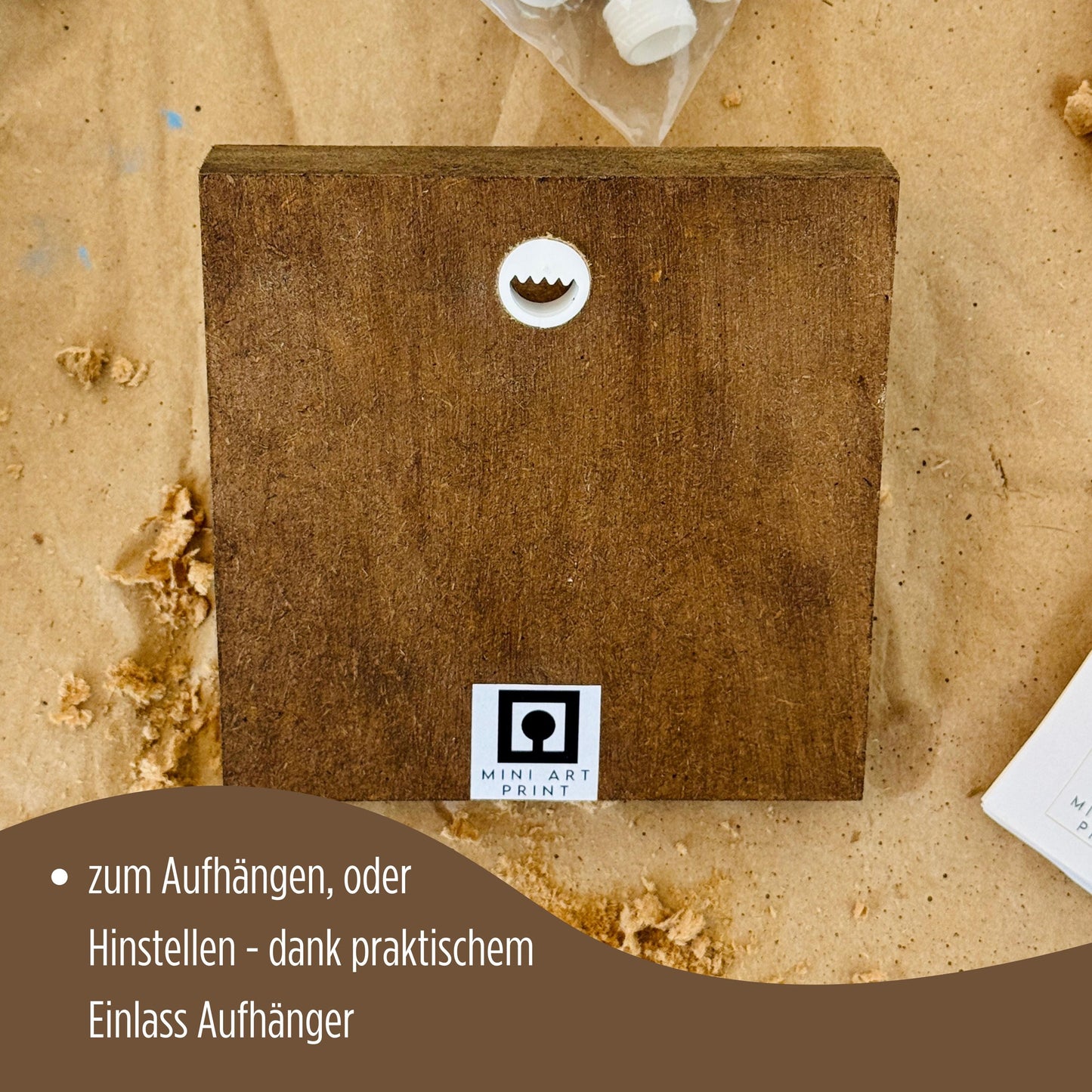 Elefant-Bild fürs Kinderzimmer aus Holz | Süße Babyzimmer-Deko | Geschenk zur Geburt | Mini Art Print 10 × 10 cm