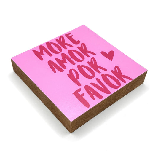 Geschenk für Freund Ehemann – Holzbild mit Spruch – Geschenk für ihn – Mini Art Print 10x10 cm – Romantische Deko Paar - More Amor por Favor
